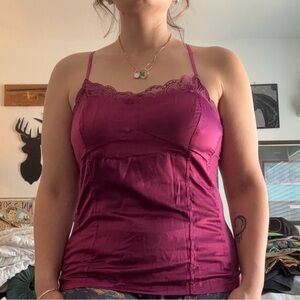 Ann Taylor Fuschia Silk Camisole Top